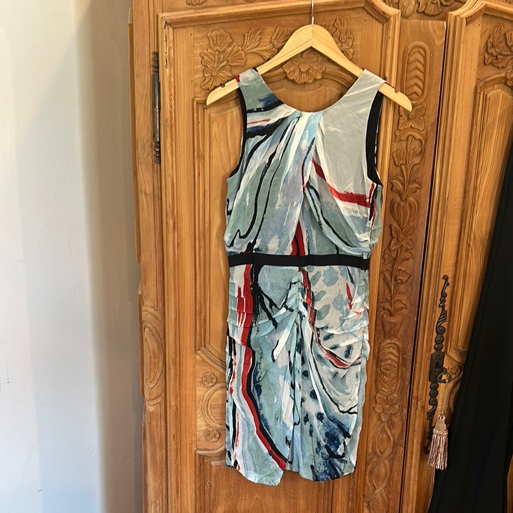 Diane Von Furstenberg Dress in Blue and Red Abstract